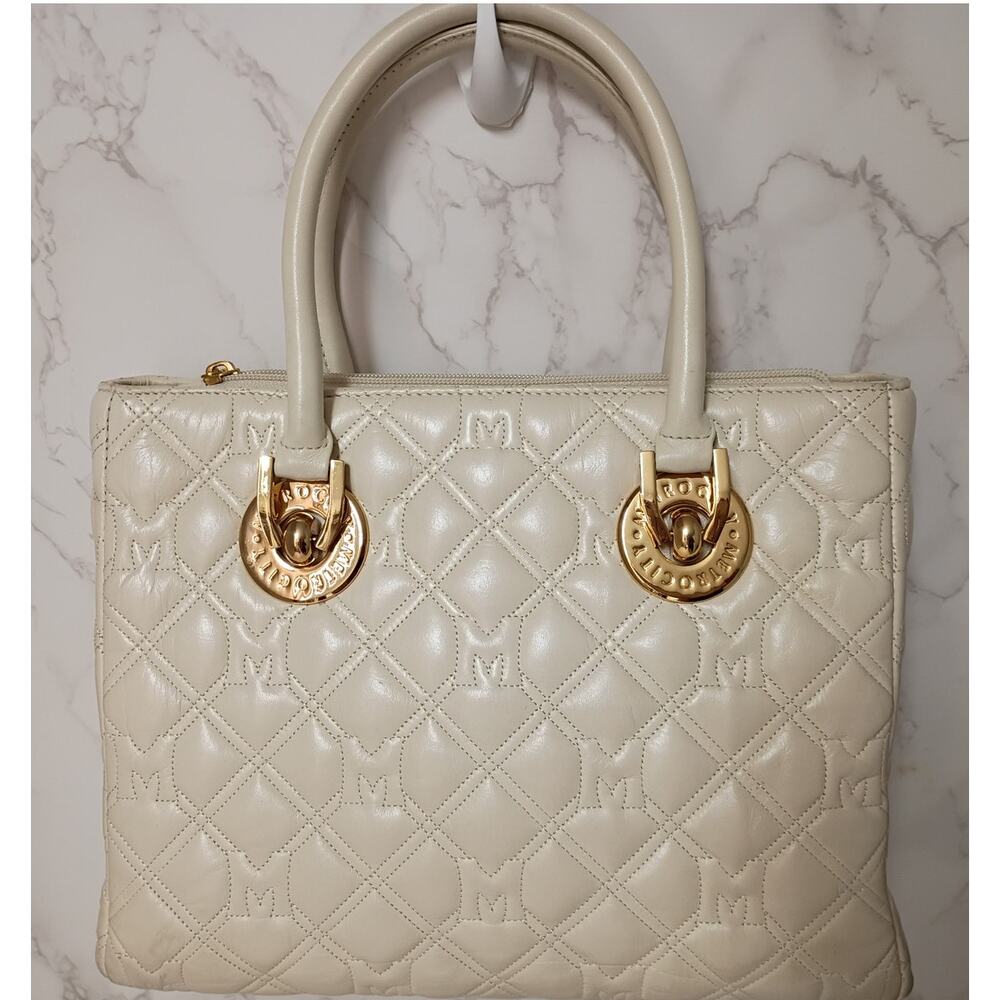 METROCITY Ivory Quilted Leather Tote Bag with Tassel - EUC - Picture 2 of 8